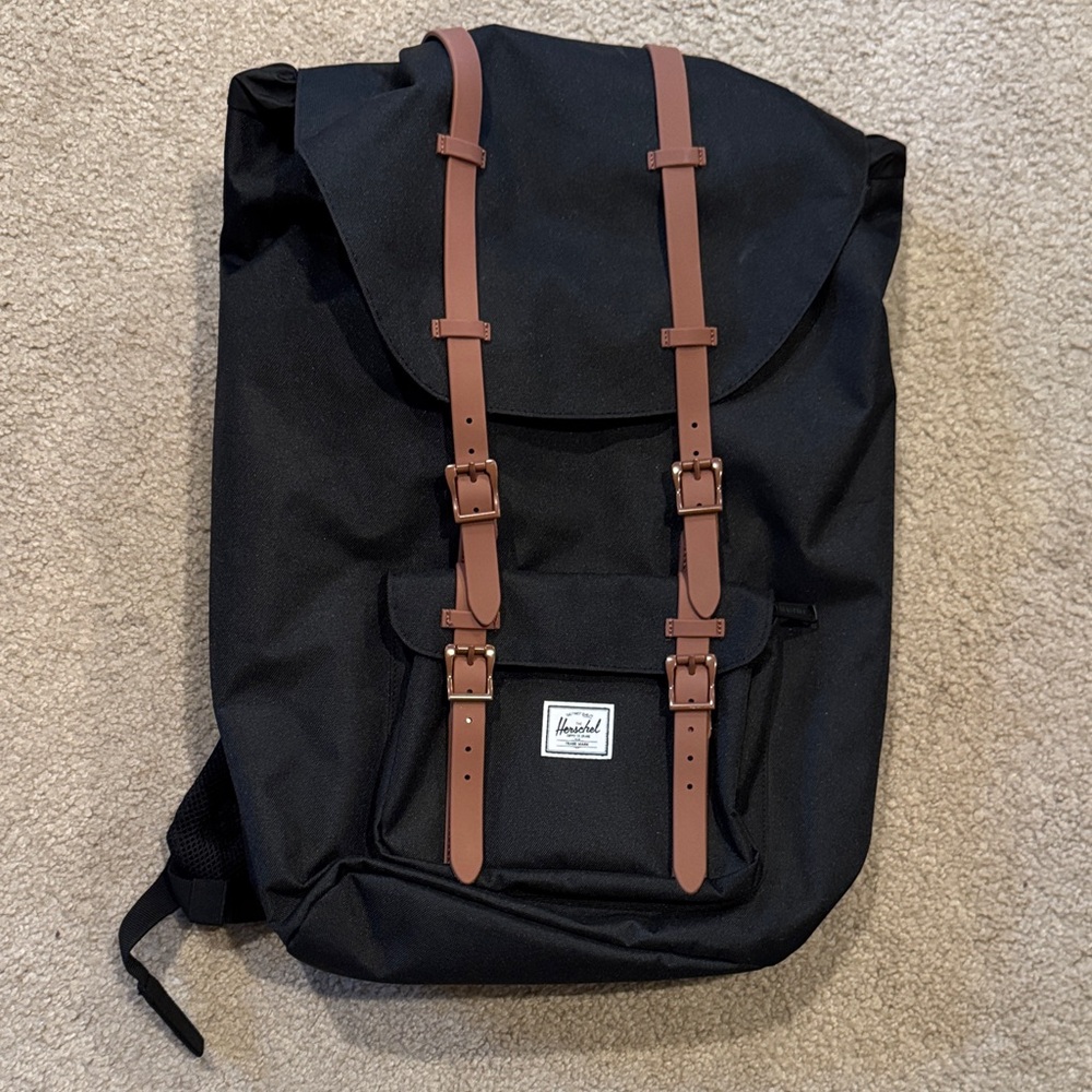 Herschel Supply Company Black Backpack with Tan Straps